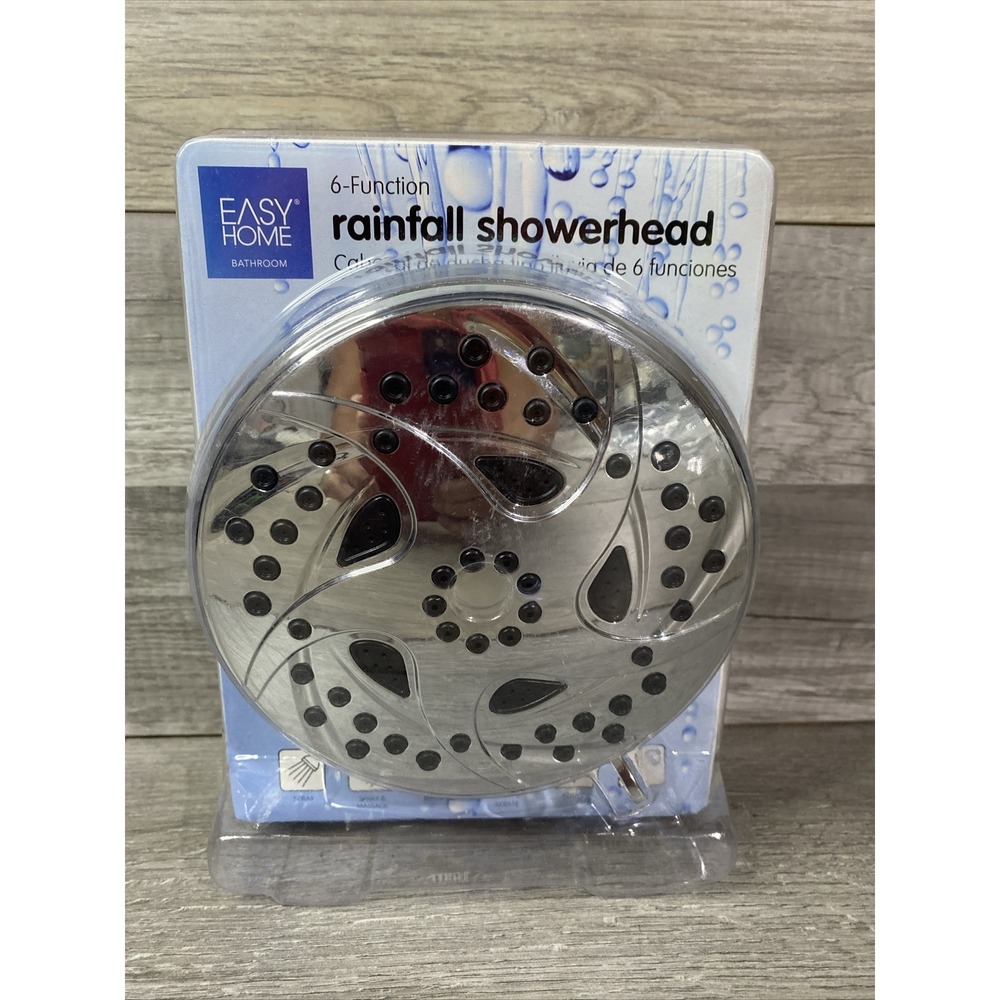 Easy Home 6-Function Rainfall Showerhead‎ Chrome 1.8 GPM 45421 New